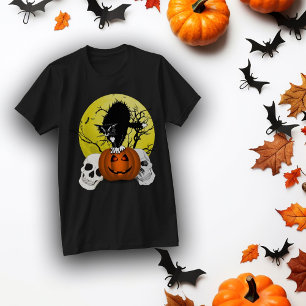 T-shirt Chat Halloween En Colère Sur Un Citrouille