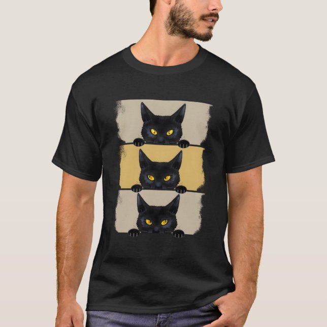 T-shirt Chat Halloween Gris Noir Kitten Chat Maman (Devant)