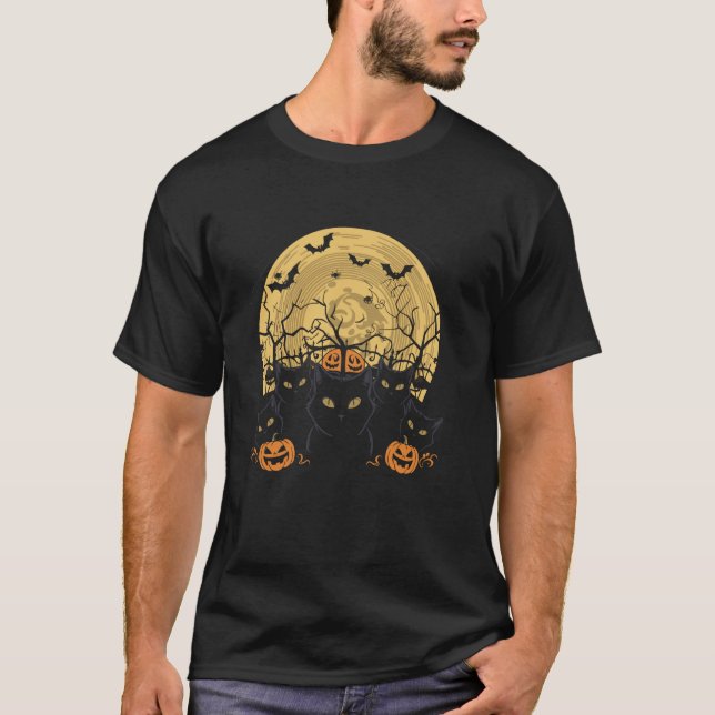 T-shirt Chat Halloween Lune (Devant)