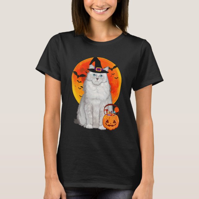 T-shirt Chat Halloween Ragdoll Citrouille Jack O Lantern (Devant)