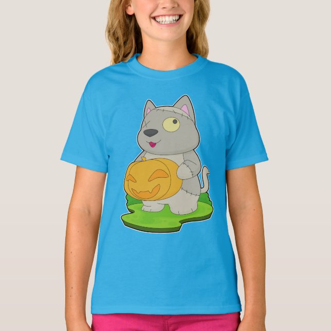 T-shirt Chat Halloween Zombie (Devant)