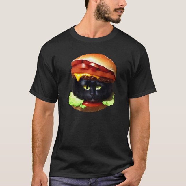 T-shirt Chat Hamburger  Burger & Chat  Drôle  Idée (Devant)