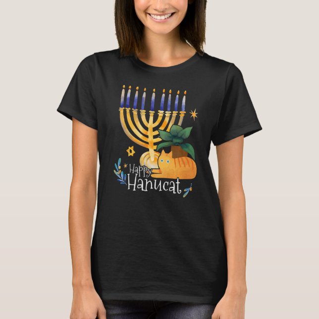 T-shirt Chat Hanucat aquarelle Chat Hanouka (Devant)