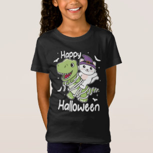 T-Shirt Chat Happy Halloween T-rex costume maman