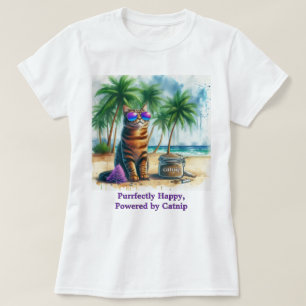 T-shirt Chat Heureux à l'Herbe à Chat Drôle Amoureux des C