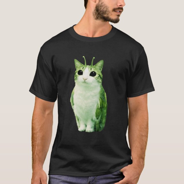 T-shirt Chat Hibou Drôle Alien Chat Maudit Internet Tendan (Devant)