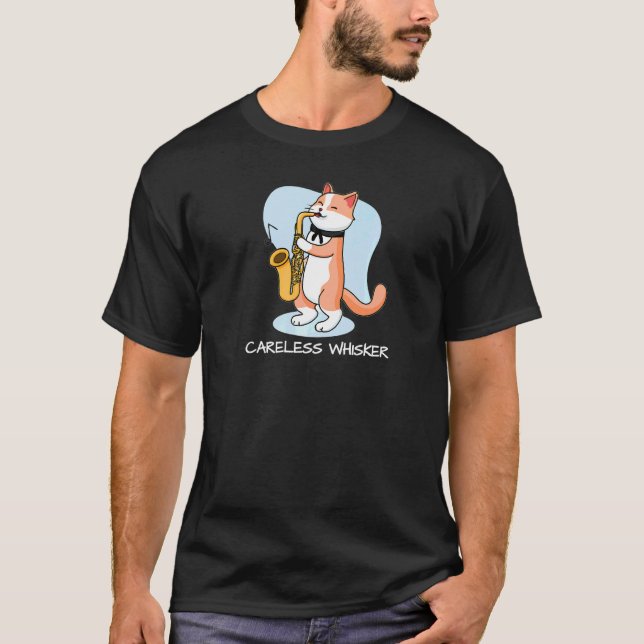 T-shirt Chat hilarant joue du saxophone (Devant)