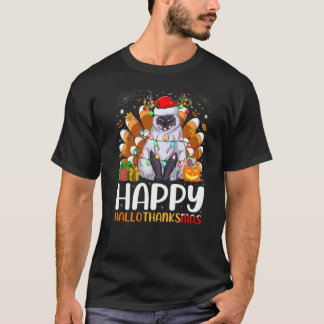 T-shirt Chat himalayen Halloween Noël Joyeux Hallothan