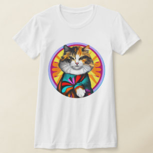 T-shirt Chat hippie amusant
