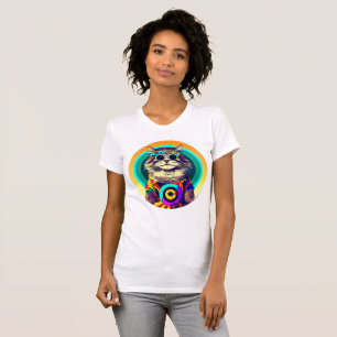 T-shirt Chat hippie amusant