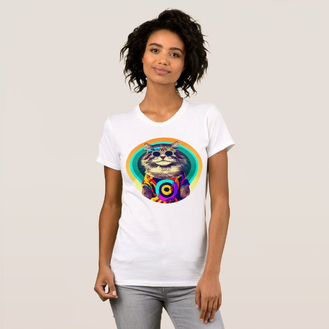 T-shirt Chat hippie amusant (Devant entier)