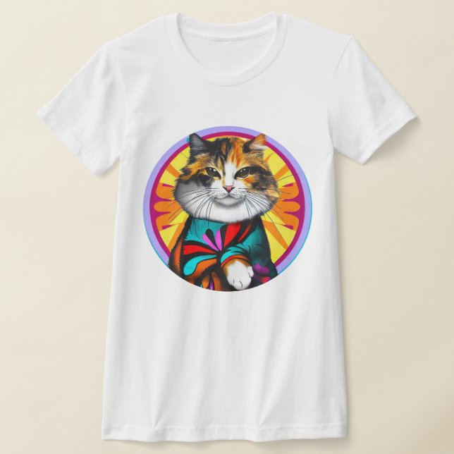 T-shirt Chat Hippie Drôle (Poser)