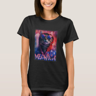 T-shirt Chat Hippie Meowica Dessin Graffiti 4 Juillet Cat