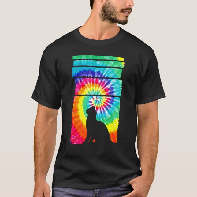 T-shirt Chat Hippie Tie Dye Chat (Devant)