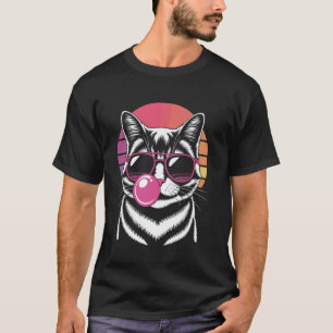 T-shirt Chat Hipster Avec Lunettes Et Bubble Gum Coucher d