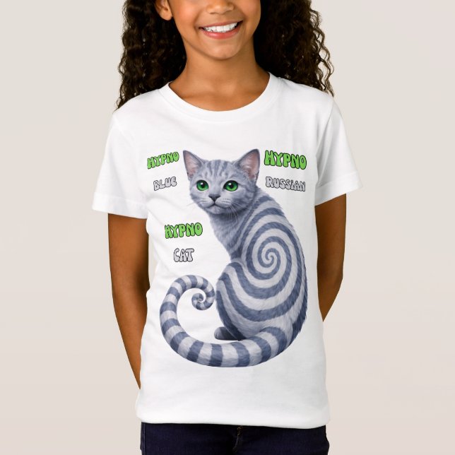 T-Shirt Chat hypnotique Bleu Russe (Devant)