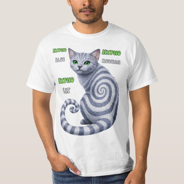 T-shirt Chat hypnotique Bleu Russe (Devant)
