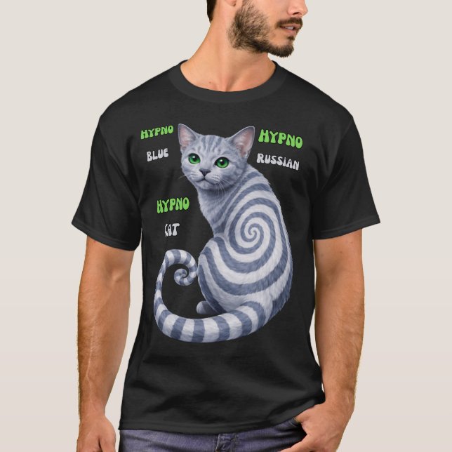 T-shirt Chat hypnotique Bleu Russe (Devant)