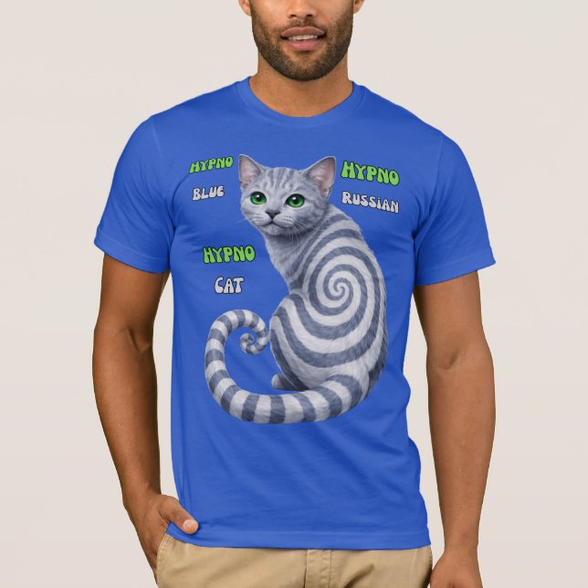 T-shirt Chat hypnotique Bleu Russe (Devant)