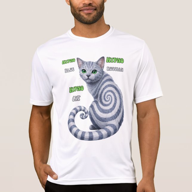 T-shirt Chat hypnotique Bleu Russe (Devant)
