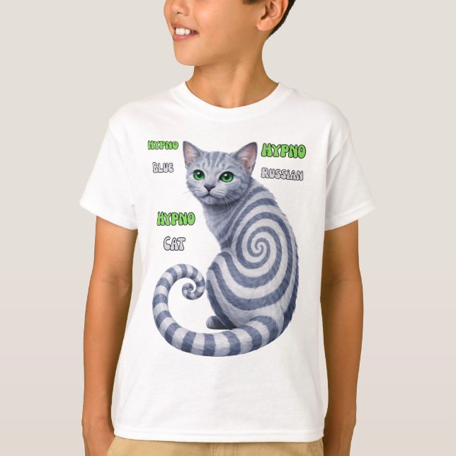 T-shirt Chat hypnotique Bleu Russe (Devant)