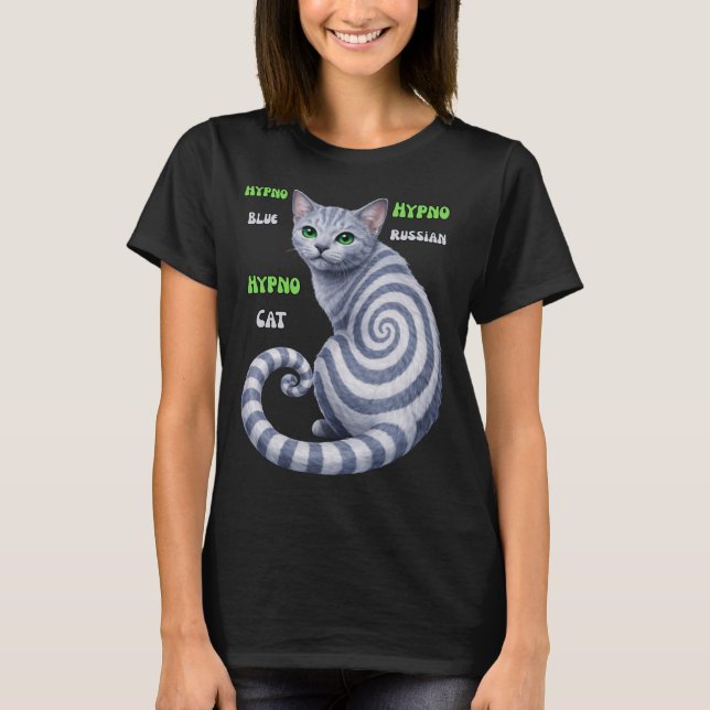 T-shirt Chat hypnotique Bleu Russe (Devant)