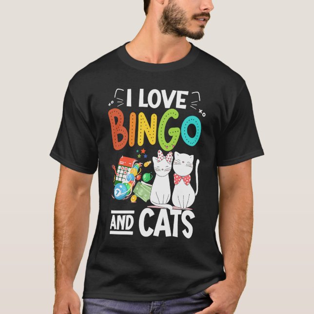 T-shirt Chat I Love Bingo Et Chats Jouer Bingo Joueur B (Devant)