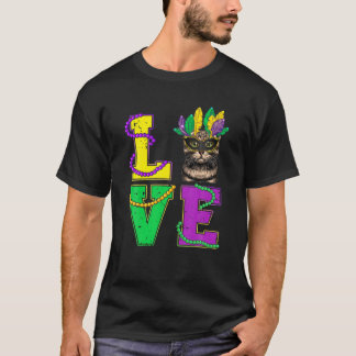 T-shirt Chat I Love Kitten Mardi Gras Hommes Femmes Enfant