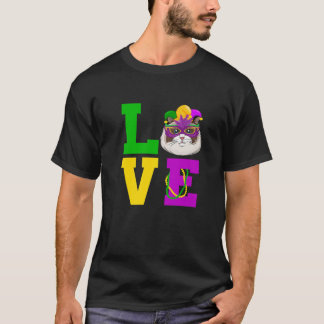 T-shirt Chat I Love Mardi Gras Costume Animal de compagnie