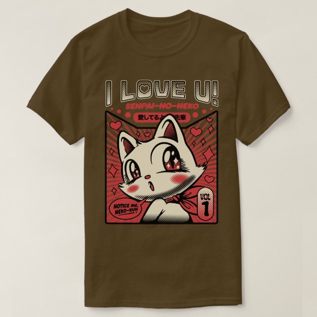 T-shirt Chat I Love You par Tobe Fonseca (Design devant)