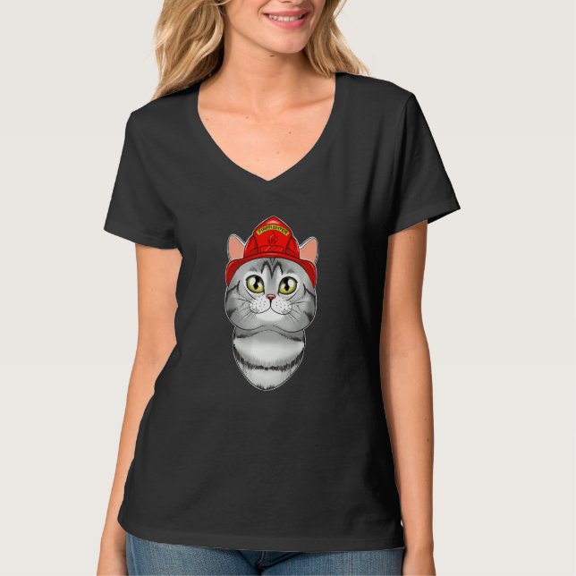 T-shirt Chat I pompier Chat I pompier Américain Shorthair (Devant)