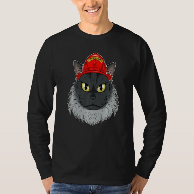 T-shirt Chat I pompier Chat I pompier Maine Coon Chat (Devant)