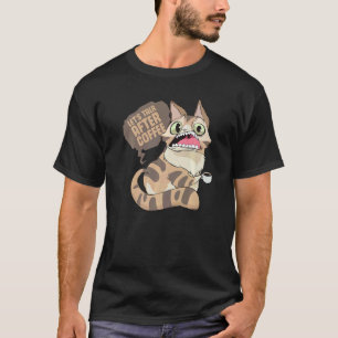 T-shirt Chat ignorant paresseux buvant du café