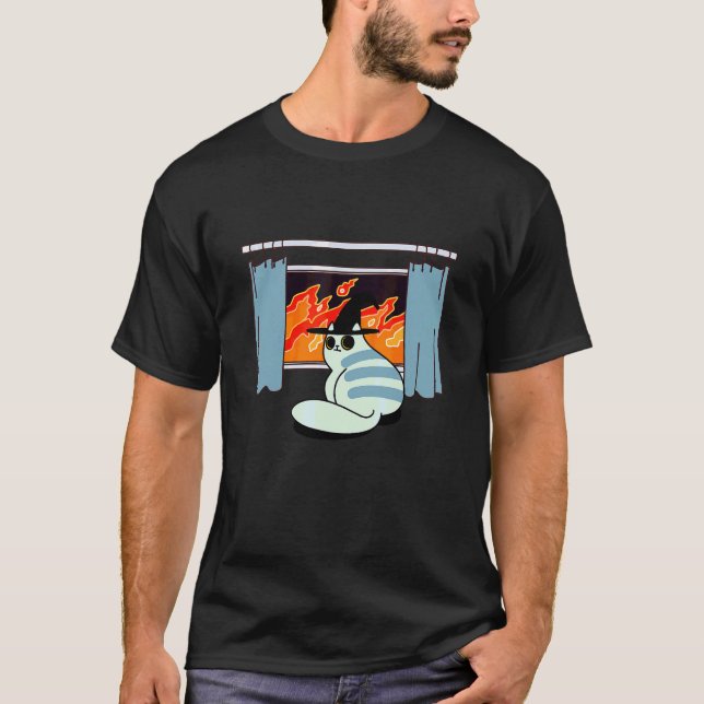 T-shirt Chat Illustration de Feu Évil Cool   Conceptions G (Devant)