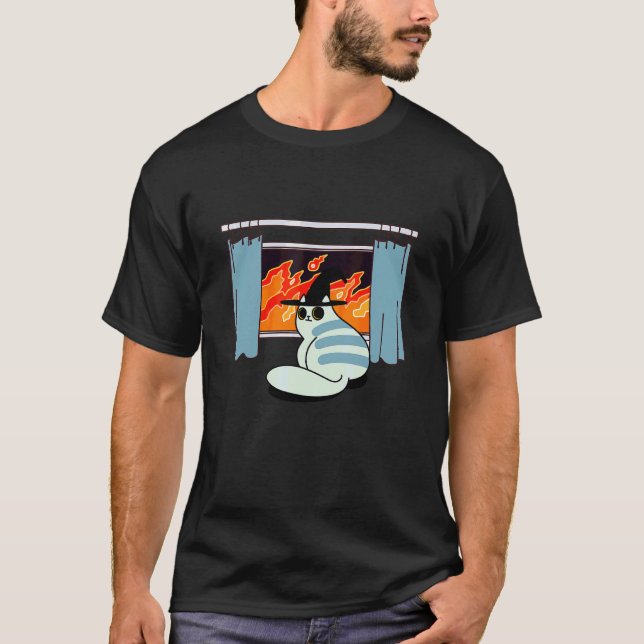 T-shirt Chat Illustration de Feu Évile Cool   Conceptions  (Devant)