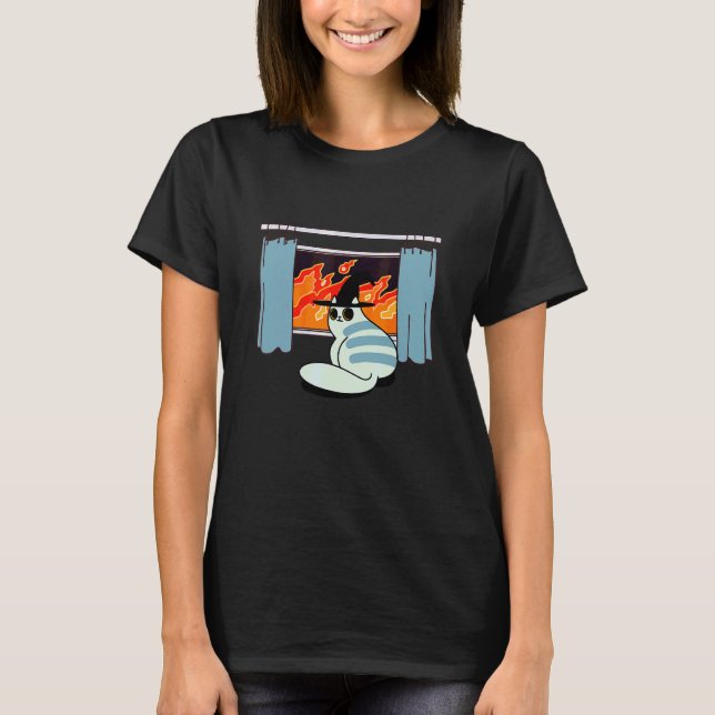 T-shirt Chat Illustration de Feu Évile Cool Designs Graphi (Devant)