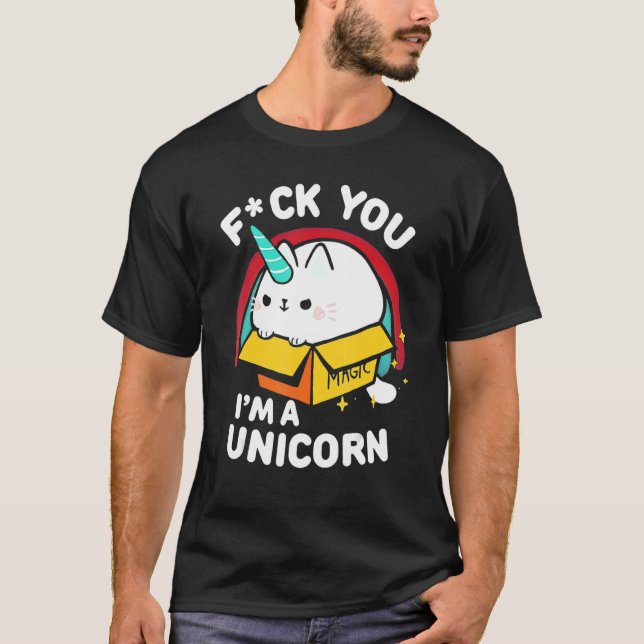 T-shirt Chat I'm A Unicorn Freak You Fluff Fluff (Devant)