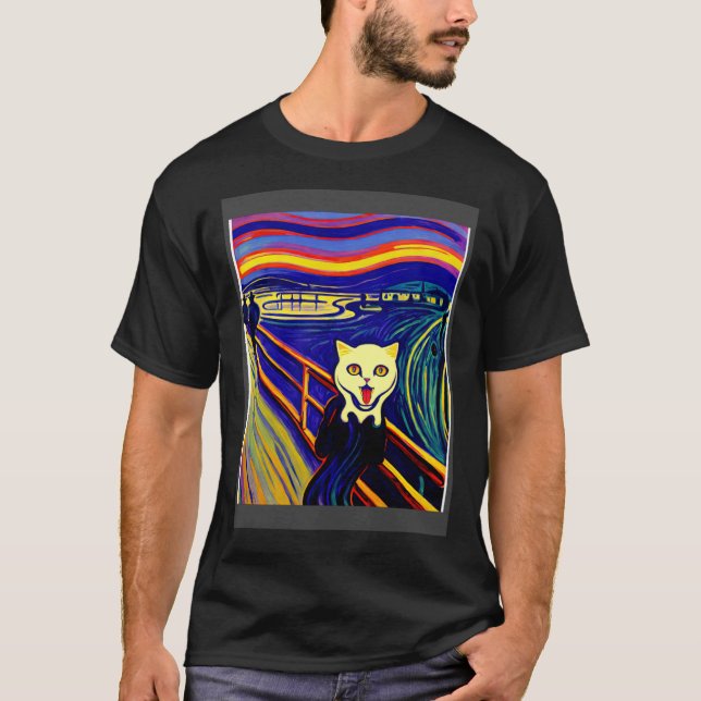 T-shirt Chat impressionniste hurlant Impressionnisme Chats (Devant)