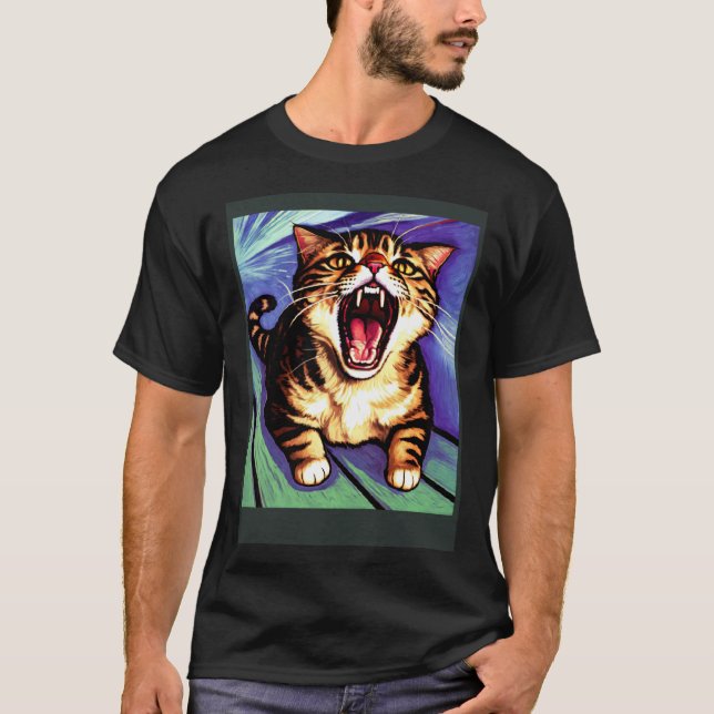 T-shirt Chat impressionniste hurle Impressionnisme Chats  (Devant)