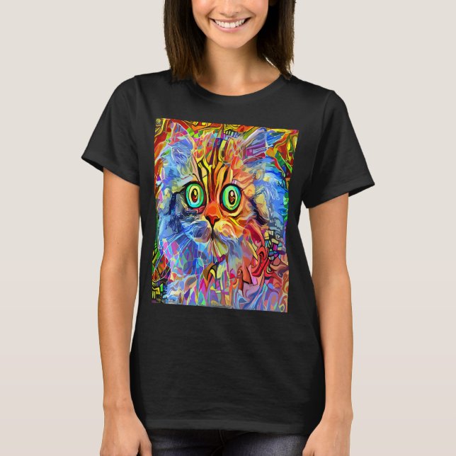 T-shirt CHAT IMPRESSIONNISTE Kitten Kitty Chat Maman Papa  (Devant)