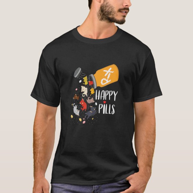 T-shirt Chat Incroyable Chat Pilules Bonheur (Devant)