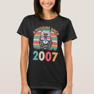 T-shirt Chat Incroyable Depuis 2007 Joyeux Anniversaire À