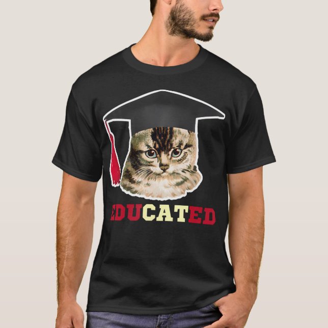 T-shirt Chat instruit dans la casquette de graduation Funn (Devant)