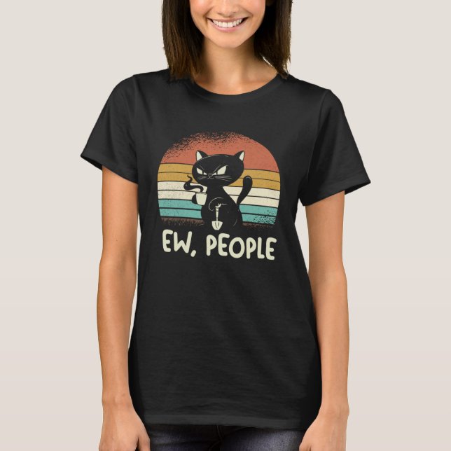 T-shirt Chat introverti beurk les gens (Devant)