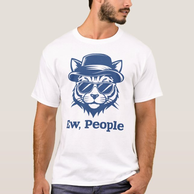 T-shirt Chat Introverti Cool Beurk les Gens (Devant)