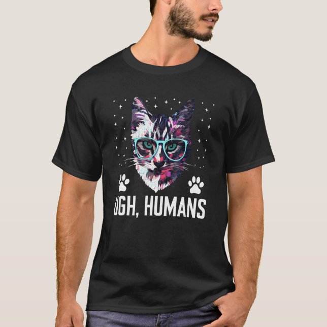 T-shirt Chat introverti Ouais les humains Chat antisocial  (Devant)