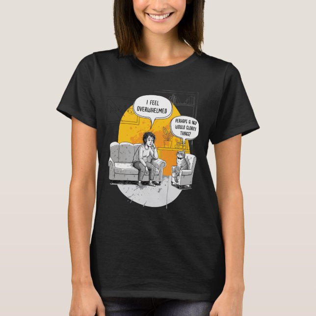 T-shirt Chat Introverti Submergé Humour Meme Relatable (Devant)