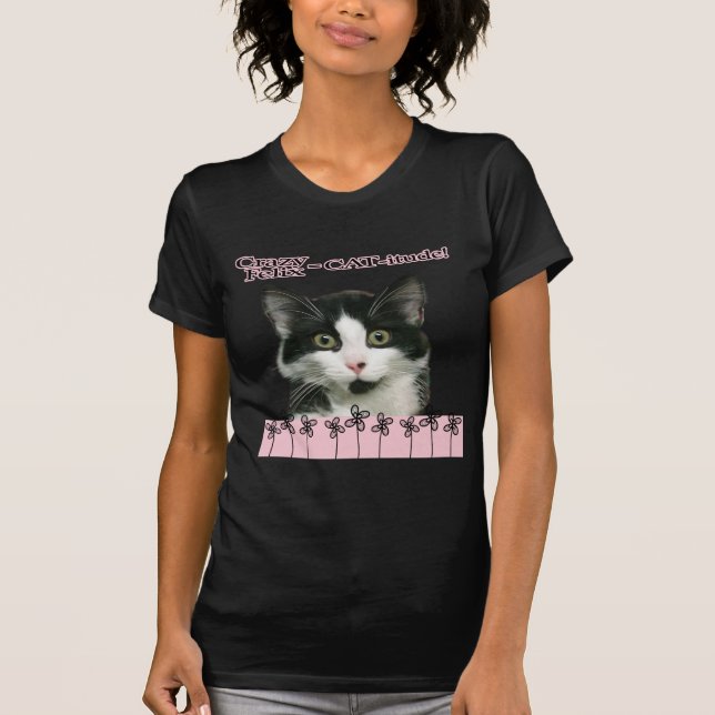 T-shirt Chat-itude fou de Felix dans le rose (Devant)