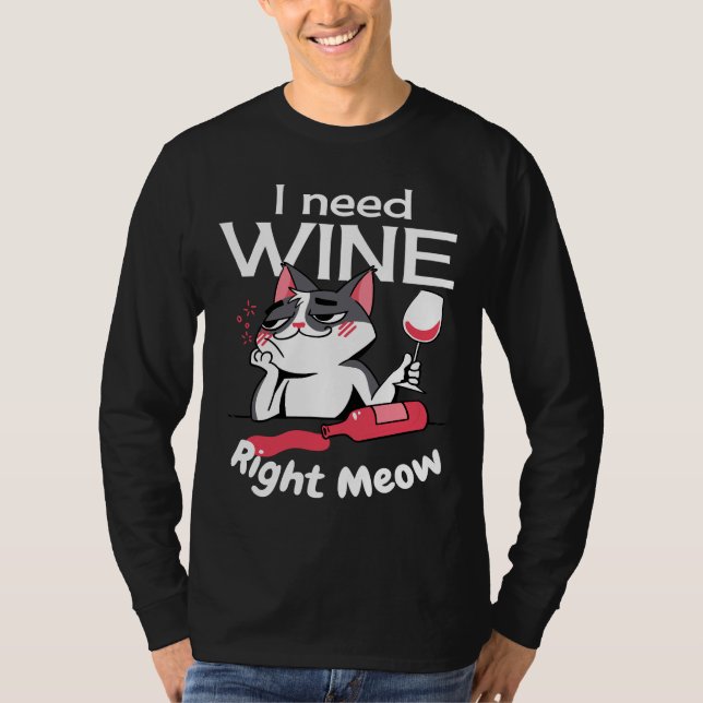T-shirt Chat J'Ai Besoin De Vin (Devant)