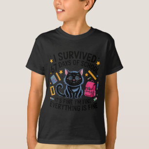 T-shirt Chat J'ai survécu 67 jours d'école Enseignants Élè